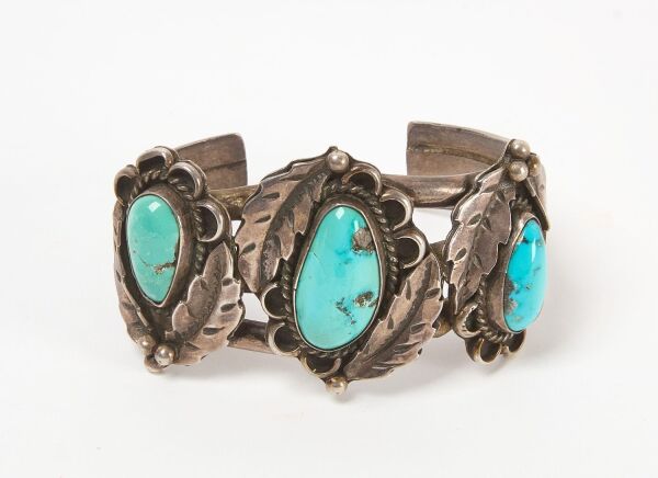 Navajo Feather Silver Cuff Bracelet