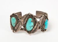 Navajo Feather Silver Cuff Bracelet