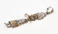 T. Singer Navajo Sterling and Gold Overlay Kachina Pendant - 3