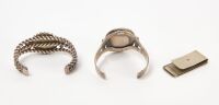 Two Native American Cuffs and Money Clip - 2
