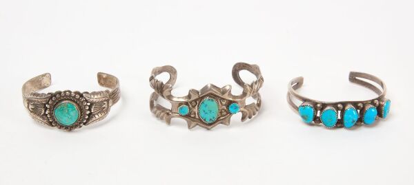 Three Navajo Silver Cuff Bracelets