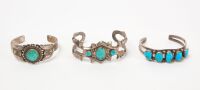 Three Navajo Silver Cuff Bracelets