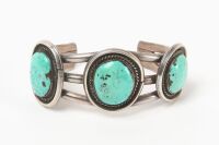 Two Navajo Silver and Turquoise Cuff Bracelets - 4