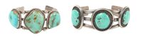 Two Navajo Silver and Turquoise Cuff Bracelets