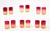 Set of Twelve New England Amberina Glass Tumblers