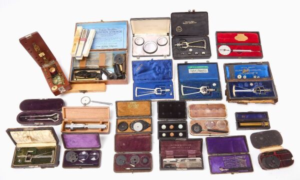Twenty Cased Medical Instruments - Tonometer, Ophthalmoscope, Others
