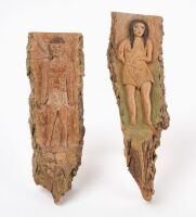 Pair of Folk Art Carvings with Native American Figures