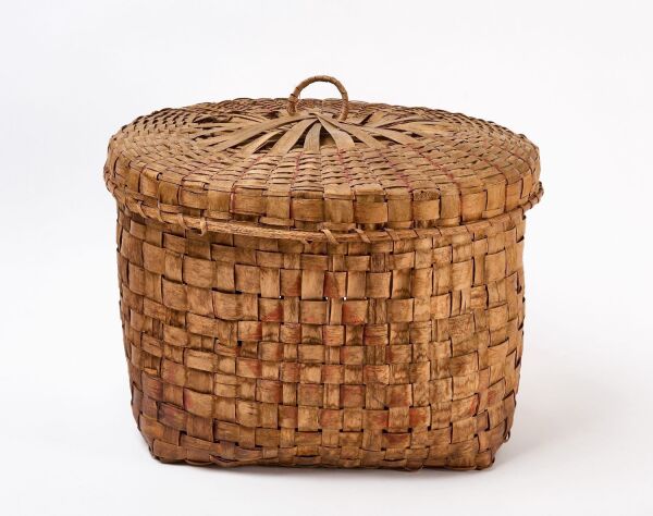 Round Northeastern Woodland Painted Splint Basket