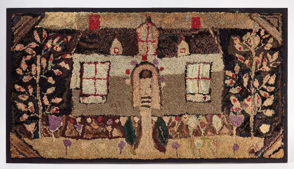 Hooked Rug with House