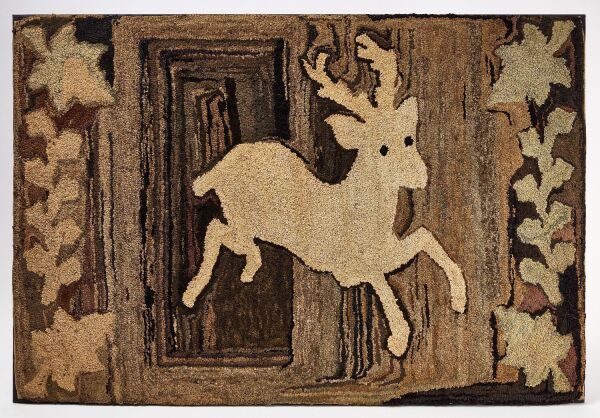 Hooked Rug with Stag