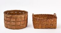 Two Northeastern Woodland Painted Splint Storage Baskets