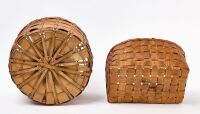 Two Northeastern Woodland Painted Splint Storage Baskets - 3