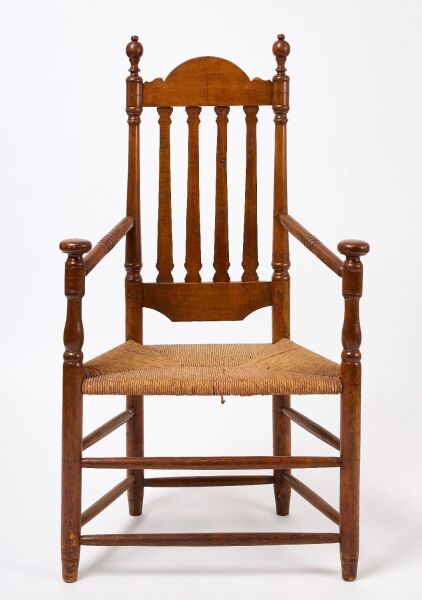 Transitional Mushroom Armchair with Bannister Back