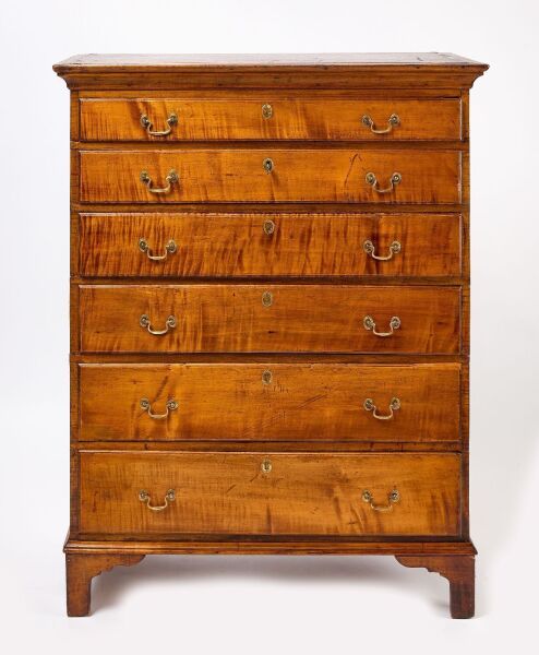 Chippendale Tiger Maple Tall Chest