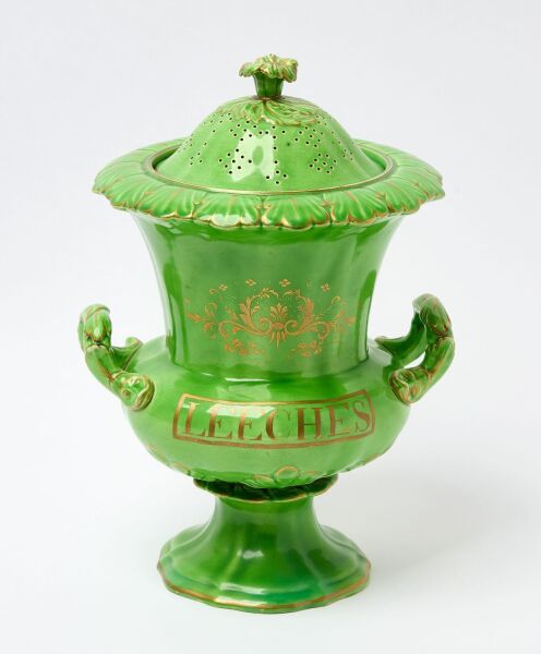 Green Apothecary Leeches Jar with Leech Head Handles