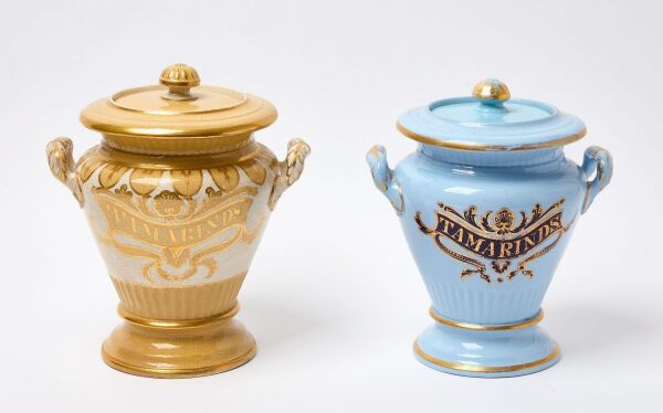 Two Staffordshire Tamarinds Apothecary Jars