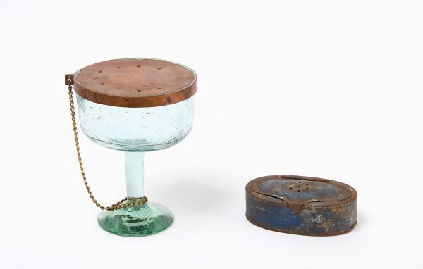 Early Glass Leeches Cup and Pocket Leeches Flask