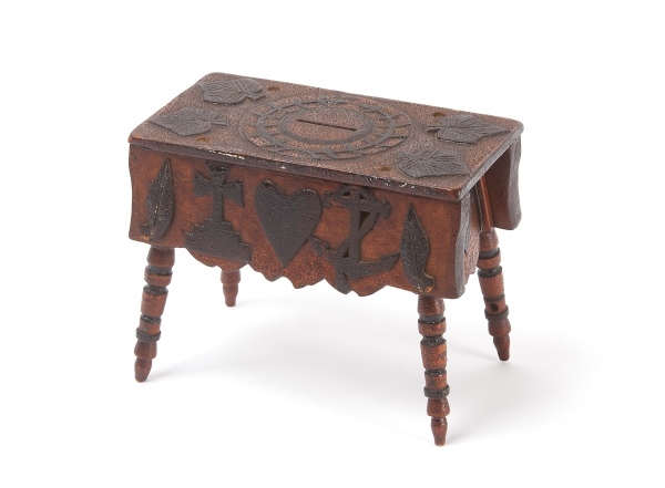 Miniature Carved and Painted Stool