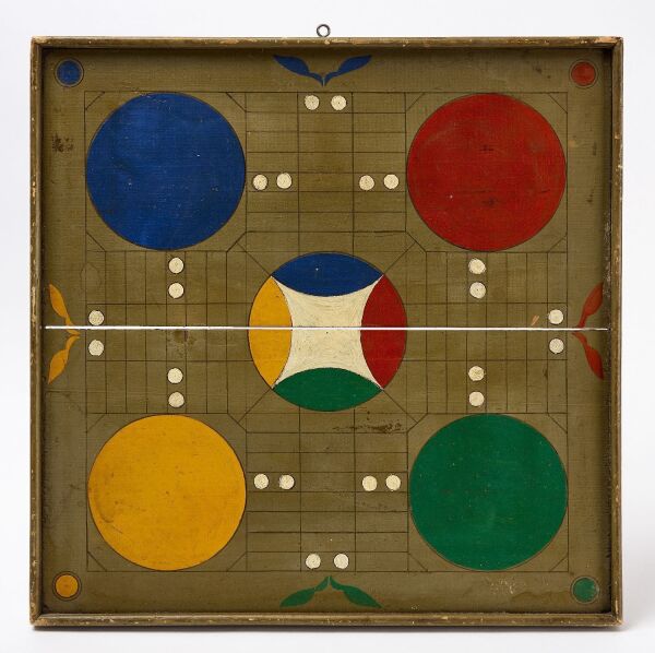 Parcheesi Gameboard with Checkers