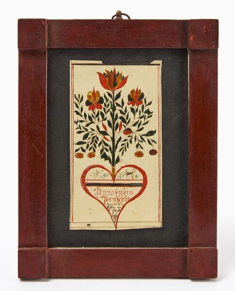 Fraktur with Heart and Flowers