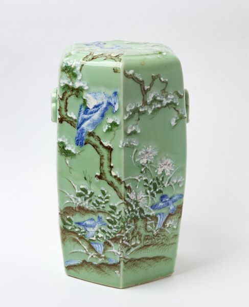 Chinese Celadon Pate-Sur-Pate Garden Seat