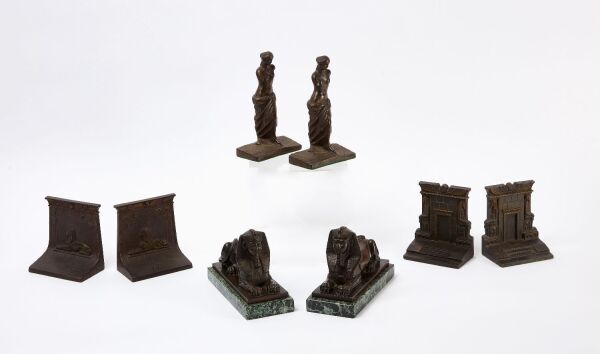 Four Pairs of Egyptian Revival and Grand Tour Bookends