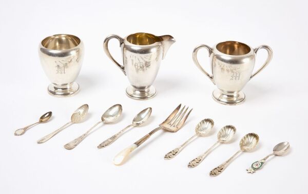 Group of Sterling - Spoons and Tea Set