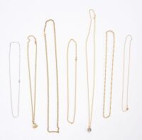 Seven 14k Gold Necklaces and Chains