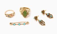 10k Gold Rings and Pin/Earring Set