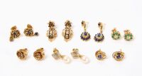 Seven Pairs of 14k Gold Earrings
