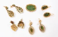 Four Pairs of 14k Gold Earrings, and Pin - 2