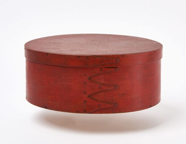 Shaker Oval Pantry Box in Red Paint