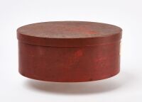 Shaker Oval Pantry Box in Red Paint with Summer Savory Label - 3