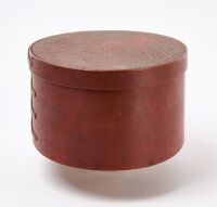 Shaker Oval Pantry Box in Red Paint with Summer Savory Label - 4