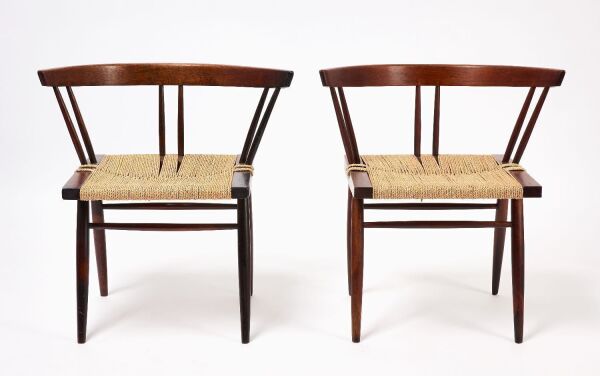 George Nakashima - Pair of Grass-Seat Chairs