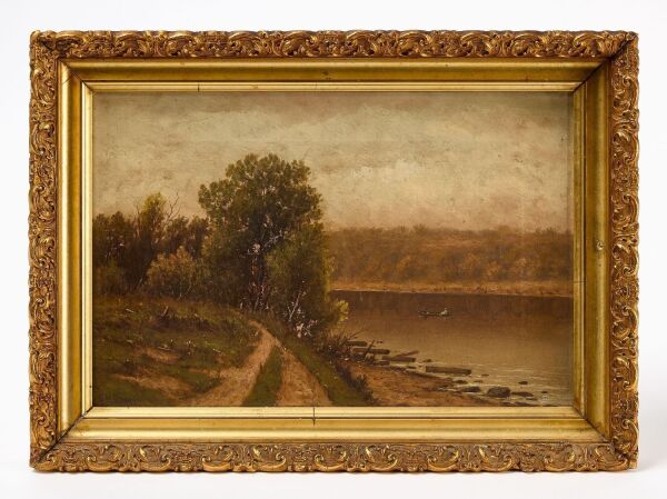 Charles Wilson Knapp - Riverside Landscape with Figures