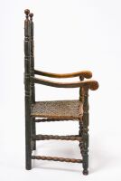 Ladder-Back Arm Chair in Green Paint - 2