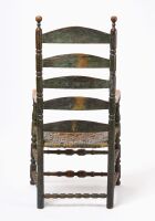 Ladder-Back Arm Chair in Green Paint - 3