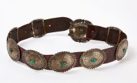 Navajo Sterling Concho Belt, Signed - 2