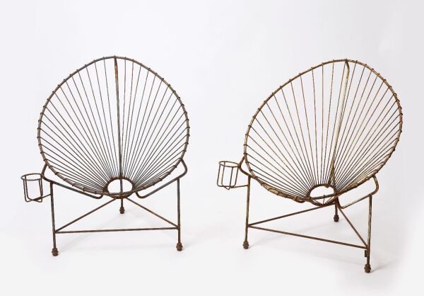 Pair of MCM Acapulco Metal Garden Egg Chairs