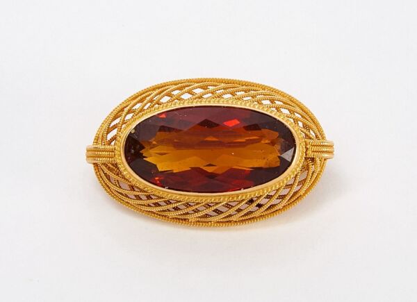 14K Gold and Citrine Pin