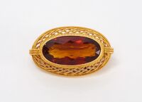 14K Gold and Citrine Pin