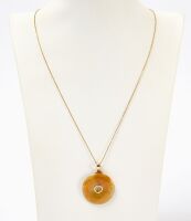 18K Gold and Honey Golden Jade Necklace
