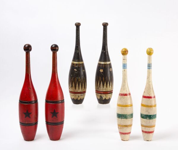 Three Pairs of Painted Exercise Pins