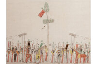 Sioux Pictorial Muslin Painting - Sundance Ceremony - 6