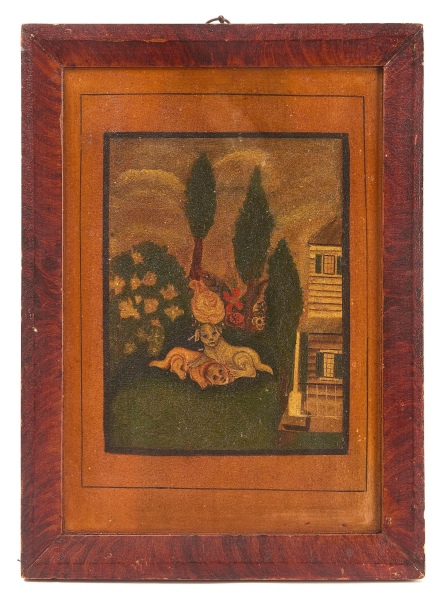 Folk Art Painting - Dogs in a Landscape