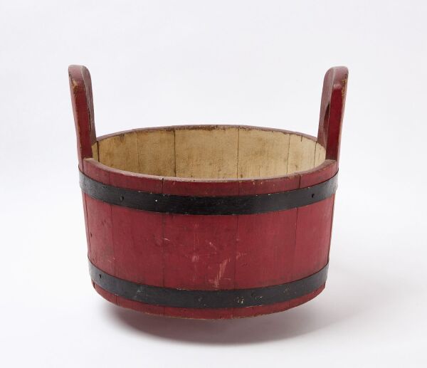 Staved Bucket in Red Paint