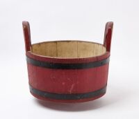Staved Bucket in Red Paint