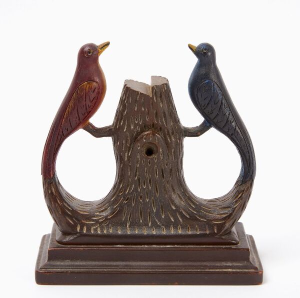 Pair of Carved Lovebirds