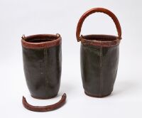 Pair of Painted Leather Fire Buckets - 2